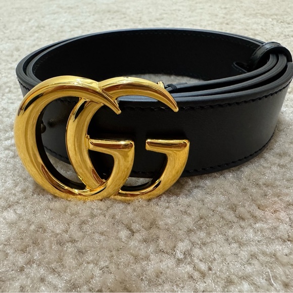 Gucci Accessories - Gucci Black Belt with Gold GG Buckle